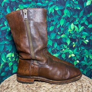 Frye brown leather calf high zipper boots